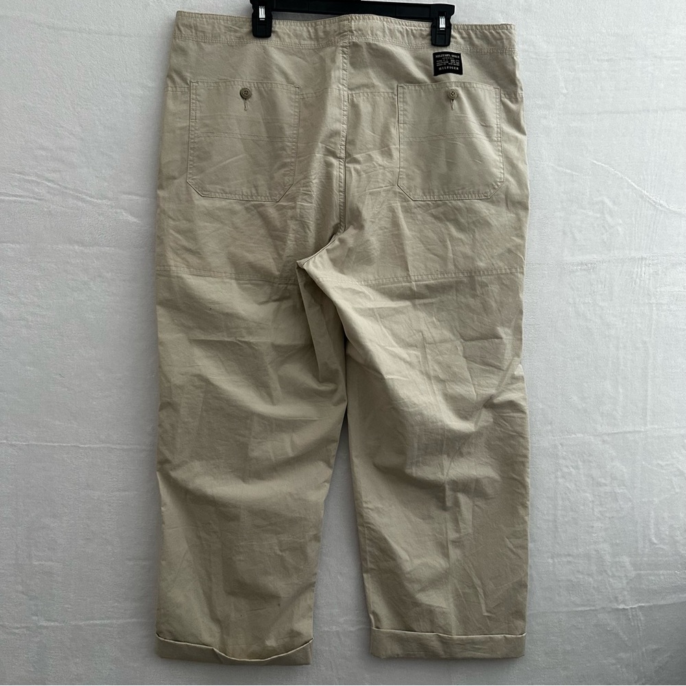 Tommy Hilfiger Khaki Cropped Pants Womens 40x32 Tan Drawstring Floral Lined - Picture 11 of 15